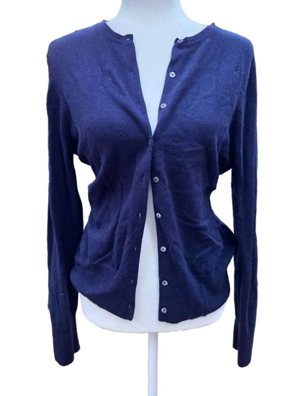 Brooks Brothers 100% Cashmere Scottish Navy Blue Cardigan Luxury Sweater L